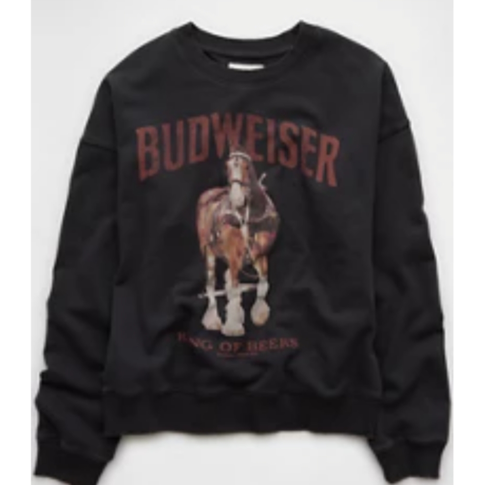 Budweiser Black Sweatshirt with Horse Graphic